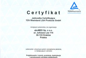 Certyfikat EN ISO 13485:2016
